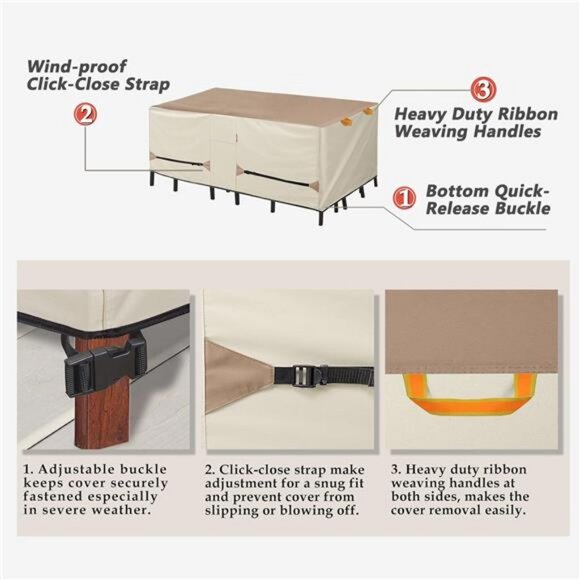 Porch Shield Patio Table Cover - Waterproof Outdoor Dining Table and Chairs - Picture 5 of 7